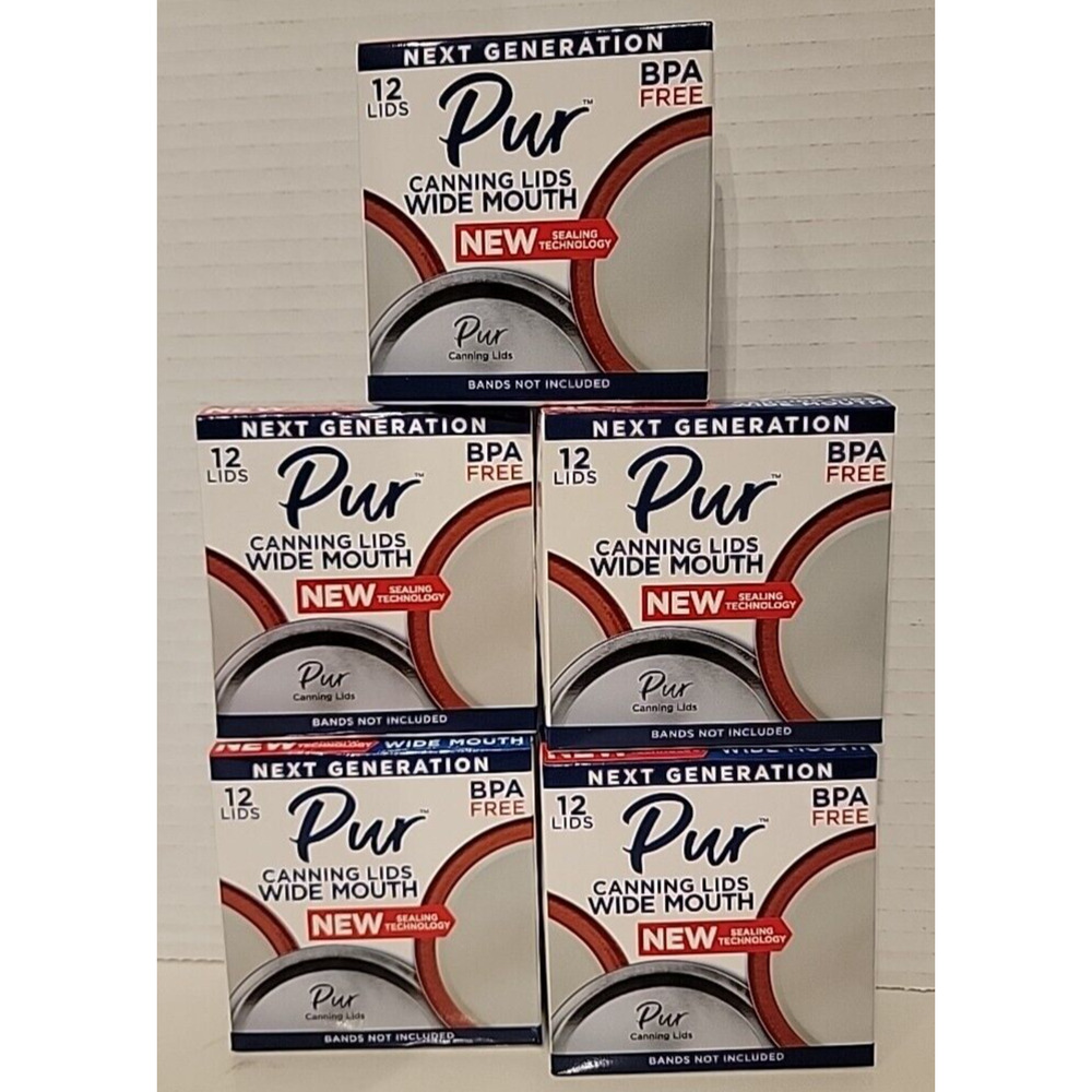 Pur Canning‎ Lids Wide Mouth BPA Free 5 Packs Of 12 Bands Not Incl SKU064013 NIB